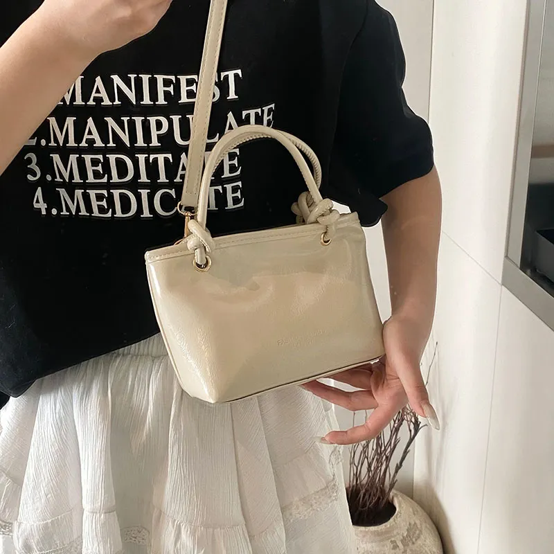 Yalu PU One Shoulder Handbag Unisex White & Coffee/Black/Pink/Coffee/Blue/White-5