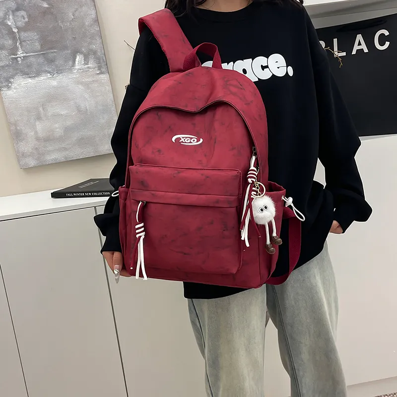 Yalu Nylon Backpack Unisex White/Red/Green/Black-8