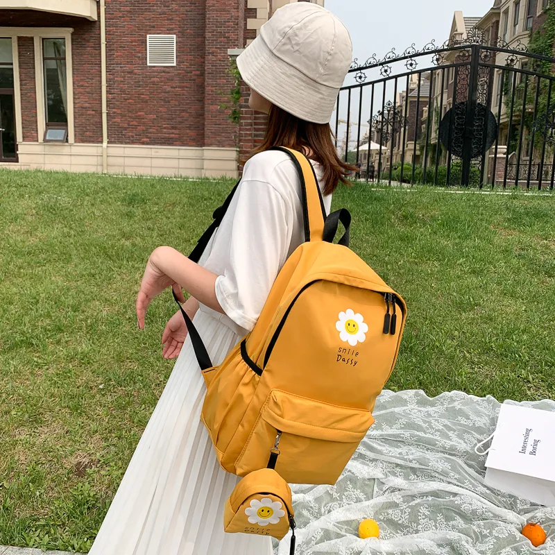 Yalu Canvas Backpack Unisex Black/Pink/Watermelon Red/Yellow/Green/Blue-18