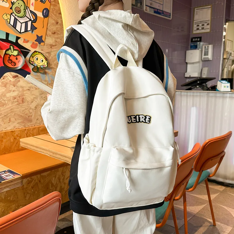 Yalu Nylon Backpack Unisex White/Black/Red/Yellow/Green/Blue-3