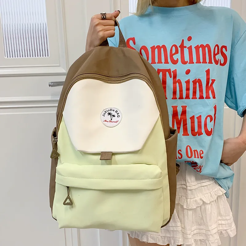 Yalu Nylon Fabric Backpack Unisex Green/Blue/Navy Blue/Pink-2