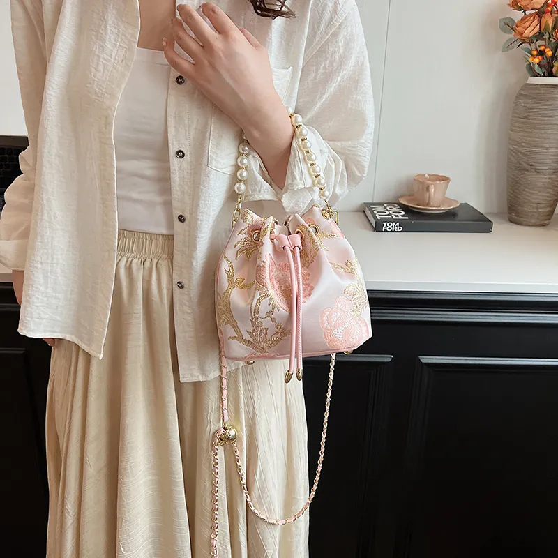 Yalu PU Bucket Bag, Crossbody Handbag Women's White/Ecru/Sky Blue/Pink-5