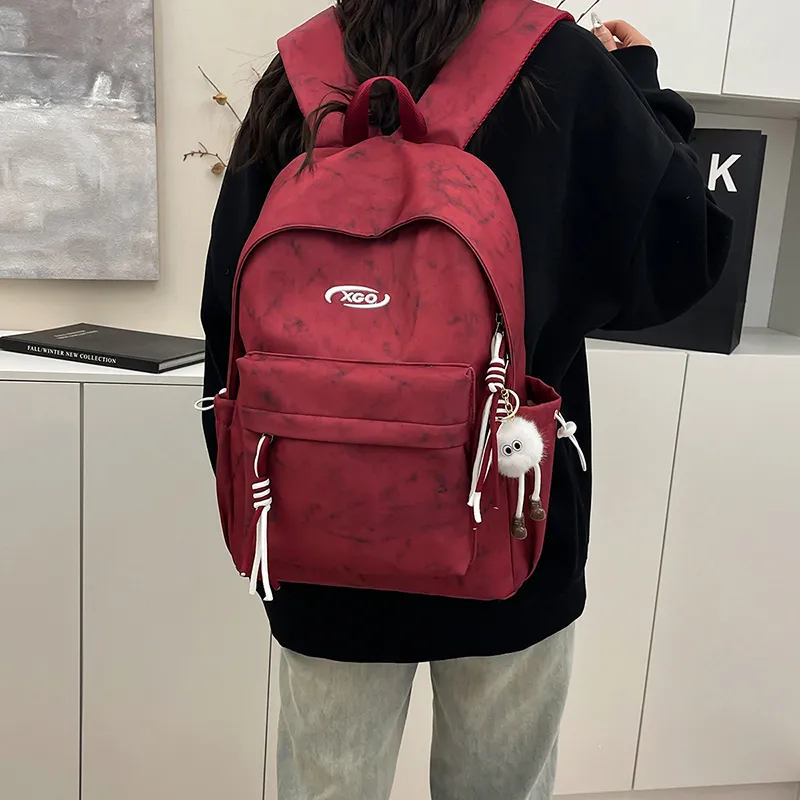 Yalu Nylon Backpack Unisex White/Red/Green/Black-10