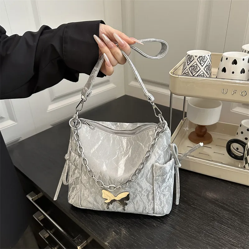 Yalu PU Shoulder Bag, Crossbody Bag Unisex White/Silver/Black/Pink/Green-8