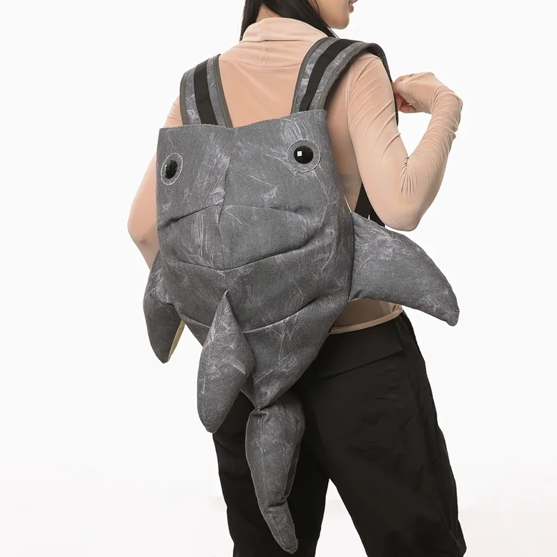 Yalu Canvas Backpack Unisex Light Gray/Dark Gray/Blue/Pink-10