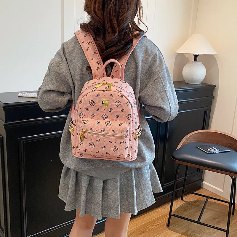 Yalu PU Backpack Tubas Women's Brown/White/Pink/Black-16