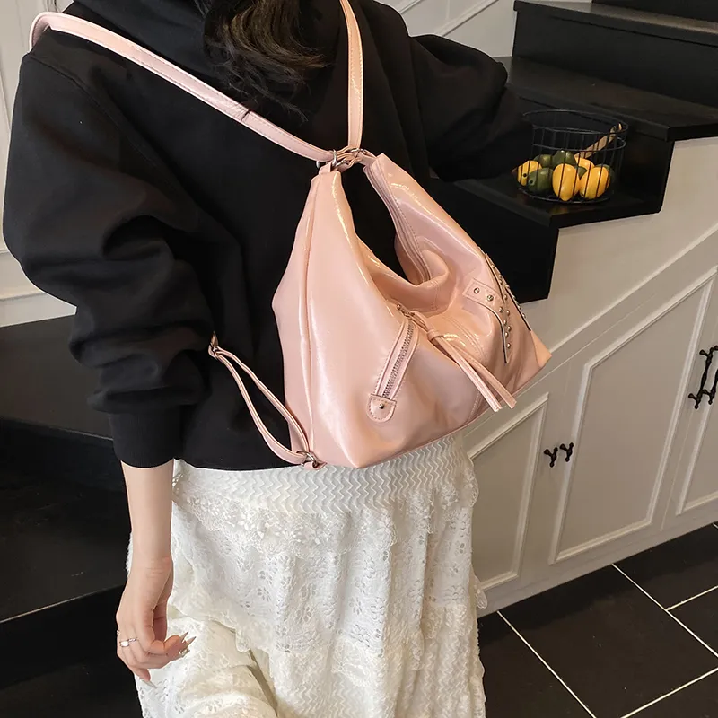 Yalu PU Backpack Shoulder Bag Regular Women's Black/White/Pink/Blue-19