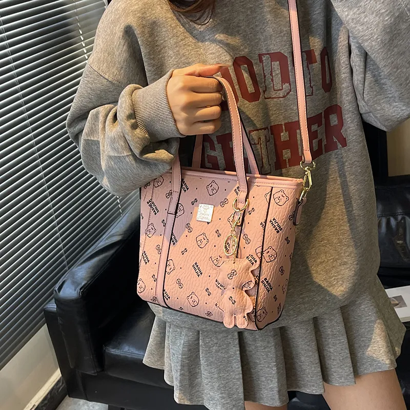 Yalu PU Tote One Shoulder Handbag Unisex Ecru/Black/Pink/Brown-9