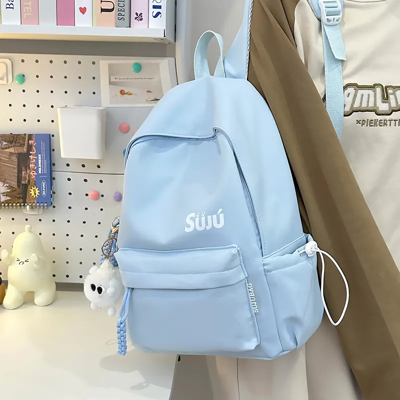 Yalu Nylon Backpack Unisex Black/Burgundy/Yellow/Light Blue/Pink-11
