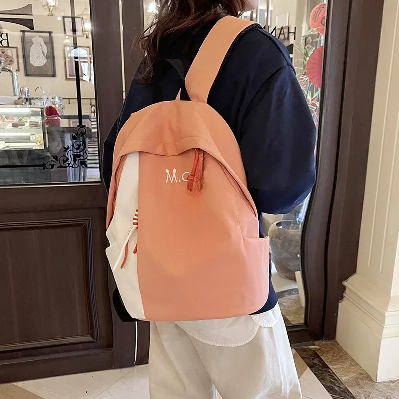 Yalu Nylon Fabric Backpack Unisex Black/Yellow/Orange/Green/Blue-12