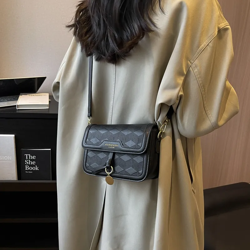 Yalu PVC Shoulder Bag, Crossbody Bag Unisex White/Black/Khaki & White/Black & White/Pink & White-8