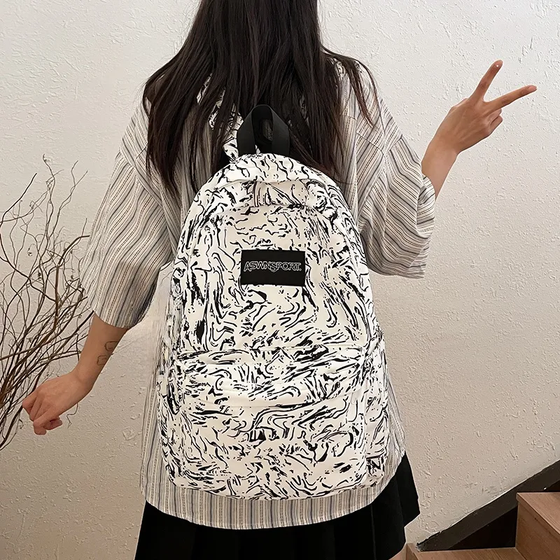 Yalu Nylon Backpack Unisex White/Black/Pink/Light Blue-2