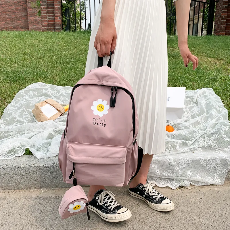 Yalu Canvas Backpack Unisex Black/Pink/Watermelon Red/Yellow/Green/Blue-6