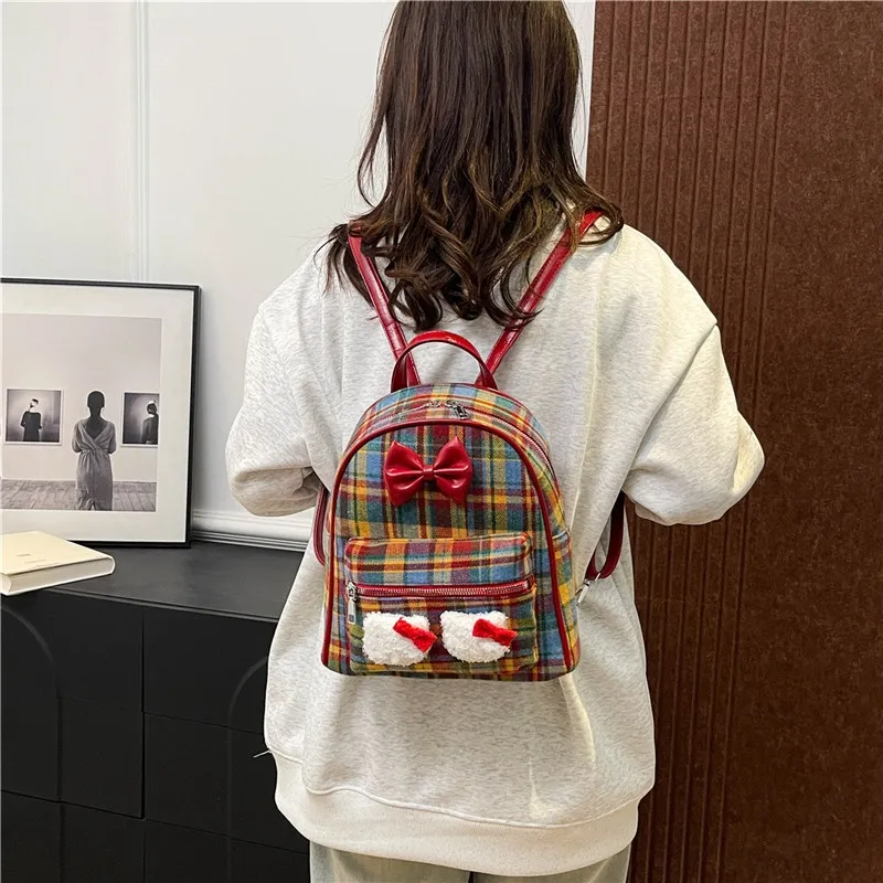 Yalu Woolen Backpack Regular Women's Red-5