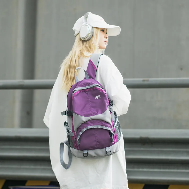 Yalu Nylon Backpack Unisex Purple/Green-4