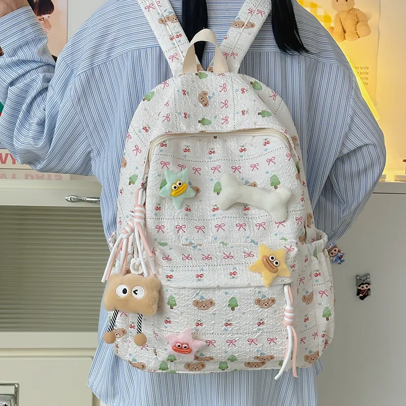 Yalu Nylon Backpack Unisex Puppy/Block/Monkey-12