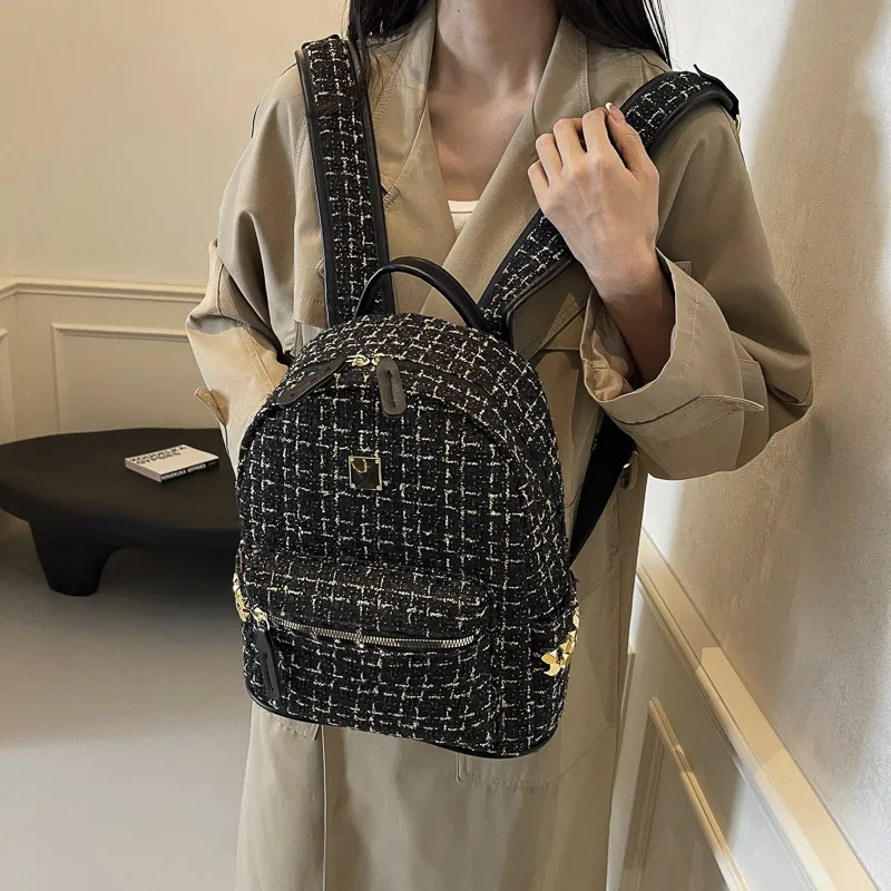 Yalu Polyester Cotton Blend Backpack Unisex White/Black-11