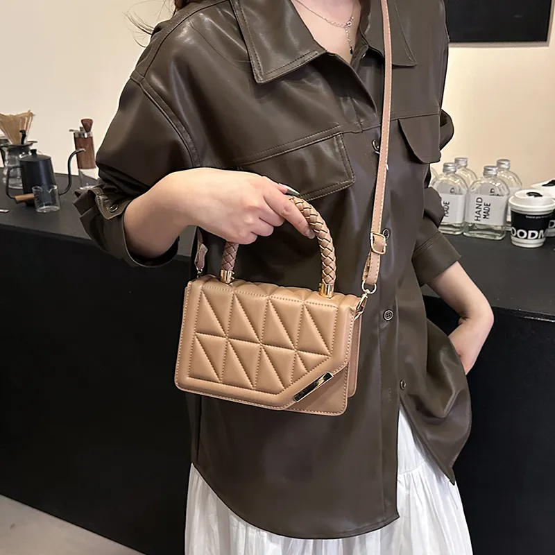 Yalu PU Crossbody One Shoulder Handbag Women's Black/Ecru/Rose Red/Khaki-19