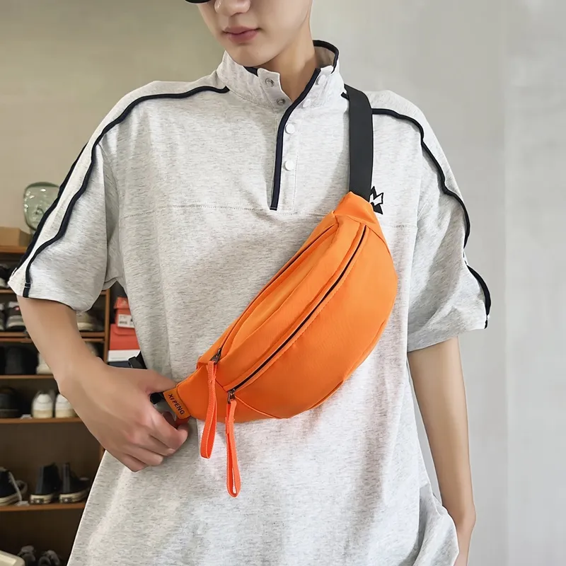 Yalu Nylon Sling Bag Unisex Ecru/Black/Orange Red/Khaki/Peacock Blue-16