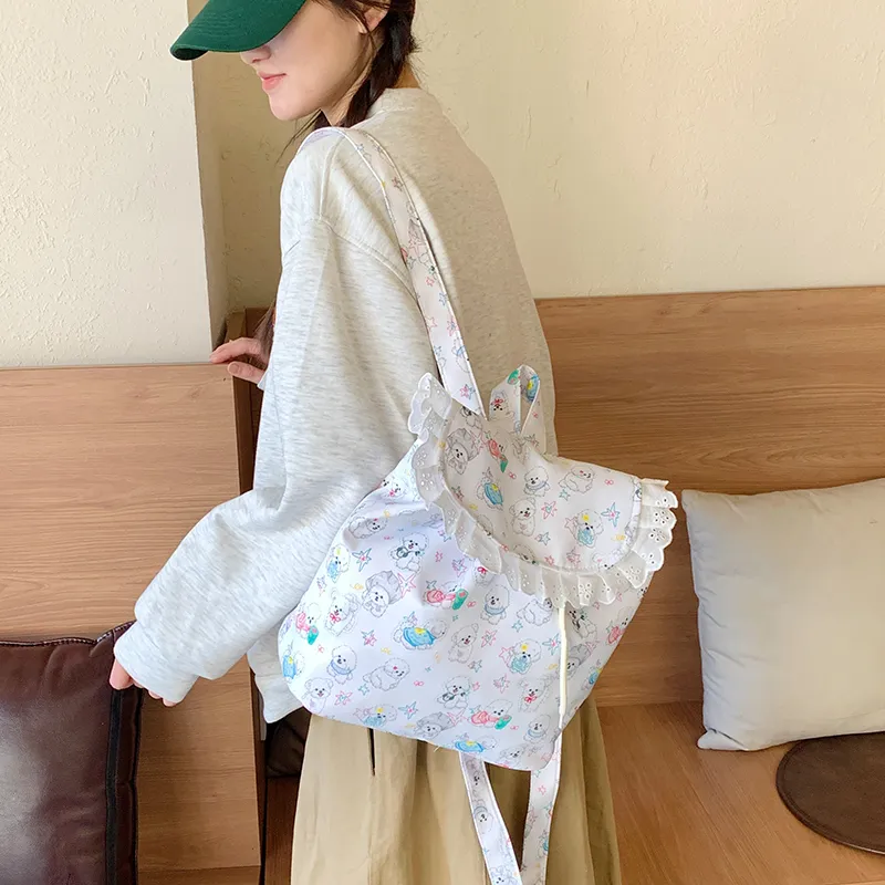 Yalu Nylon Fabric Backpack Unisex Yellow & Pink/White/Ecru/Pink-11