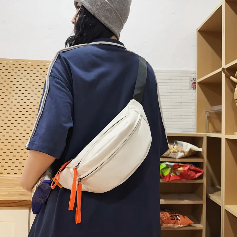 Yalu Nylon Sling Bag Unisex Ecru/Black/Orange Red/Khaki/Peacock Blue-3