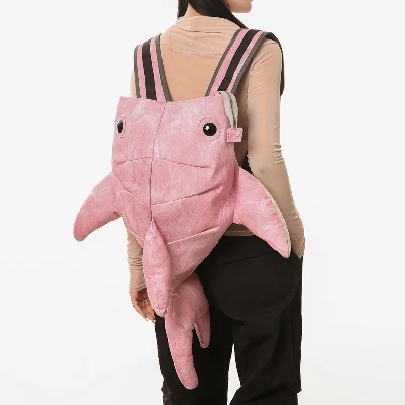 Yalu Canvas Backpack Unisex Light Gray/Dark Gray/Blue/Pink-25