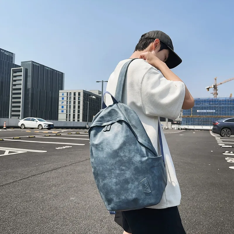 Yalu PU Backpack Unisex White/Gray/Black/Pink/Army Green/Blue-17