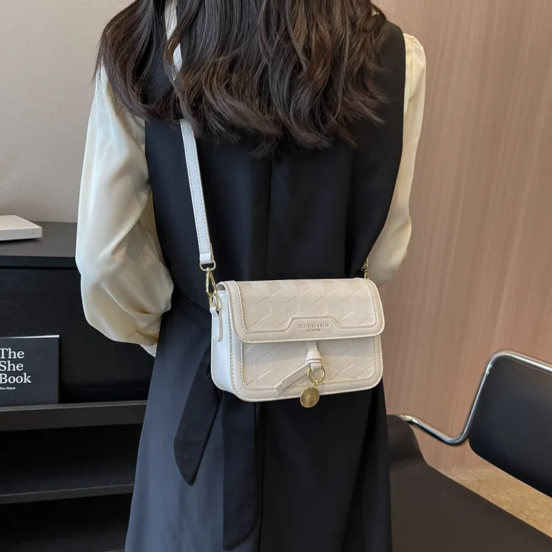 Yalu PVC Shoulder Bag, Crossbody Bag Unisex White/Black/Khaki & White/Black & White/Pink & White-3