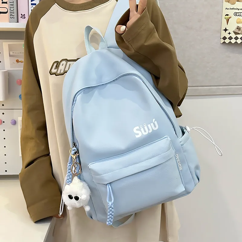 Yalu Nylon Backpack Unisex Black/Burgundy/Yellow/Light Blue/Pink-13