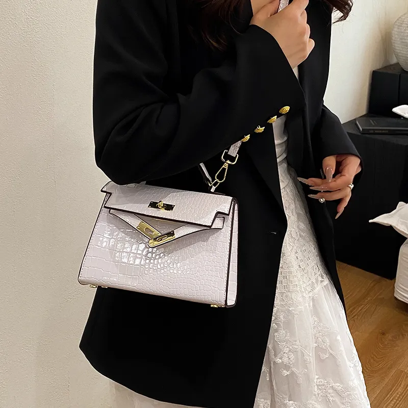 Yalu PU Kelly Bag, Shoulder Bag, Crossbody Bag, Handbag Women's White/Black/Khaki-1