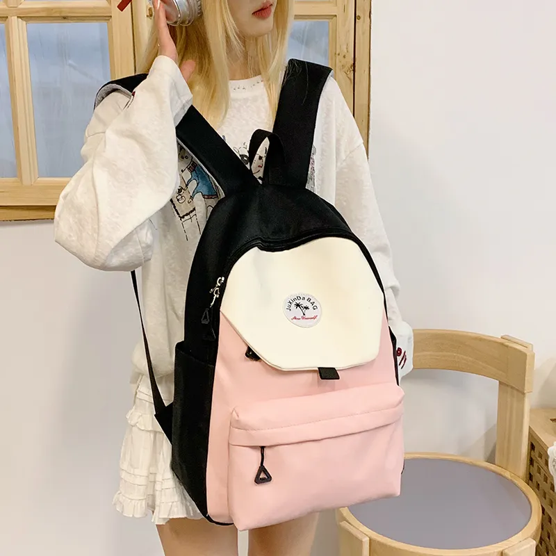 Yalu Nylon Fabric Backpack Unisex Green/Blue/Navy Blue/Pink-25