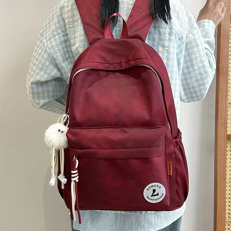 Yalu Nylon Backpack Regular Unisex Ecru/Black/Red/Green/Pink-2