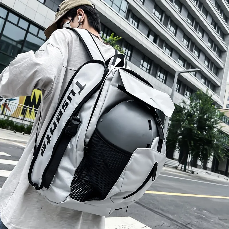Yalu Oxford Backpack Unisex Light Gray/Dark Gray/Black/Red-3