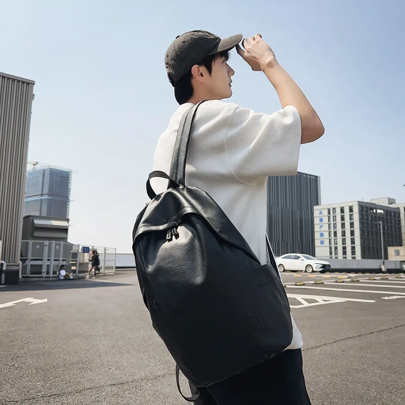 Yalu PU Backpack Unisex White/Gray/Black/Pink/Army Green/Blue-9