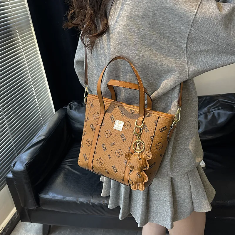 Yalu PU Tote One Shoulder Handbag Unisex Ecru/Black/Pink/Brown-16
