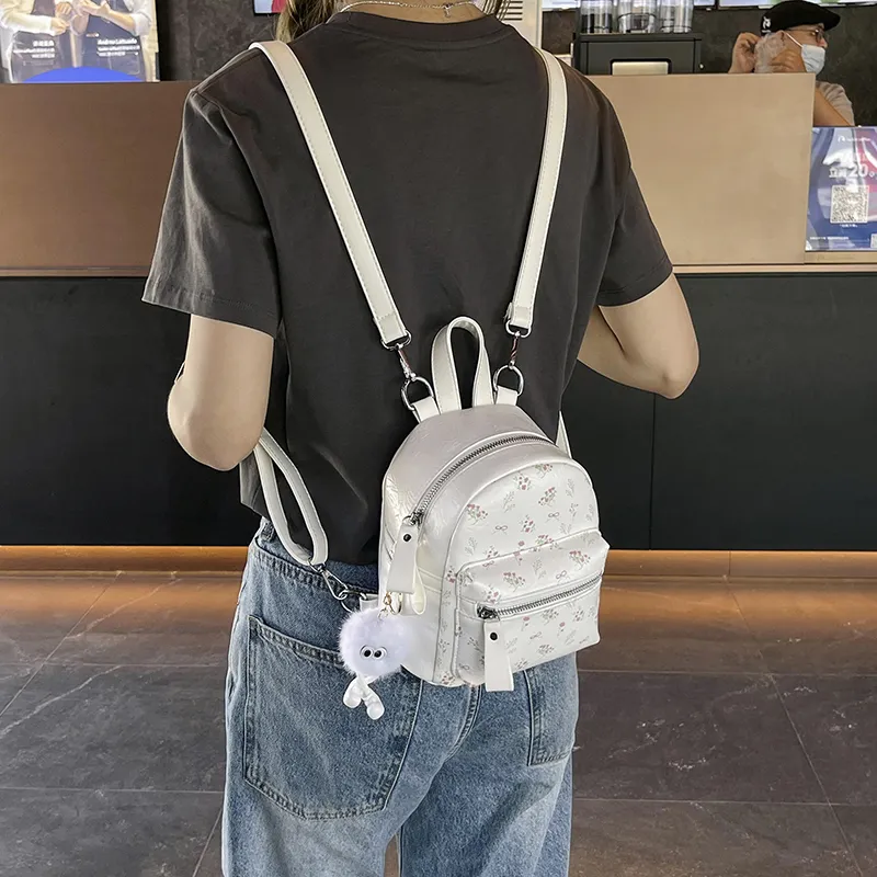 Yalu PU Backpack Unisex White/Silver/Black-1