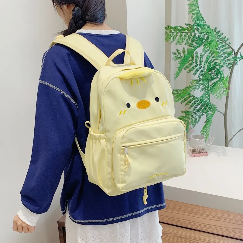 Yalu Nylon Fabric Backpack Regular Unisex Black/Yellow-6