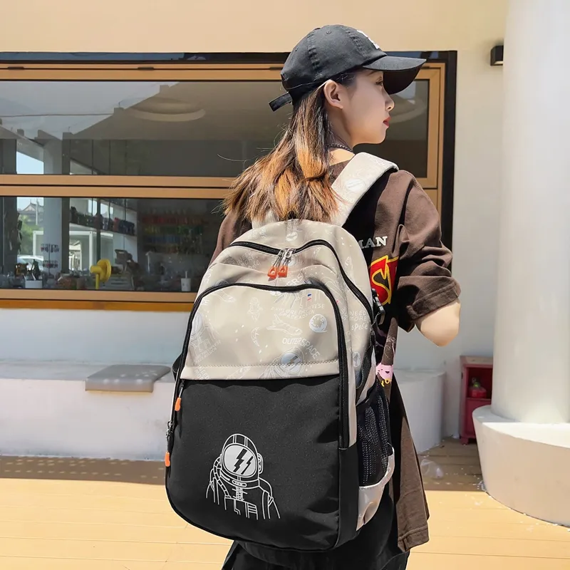Yalu Nylon Backpack Unisex White/Black/Khaki-13