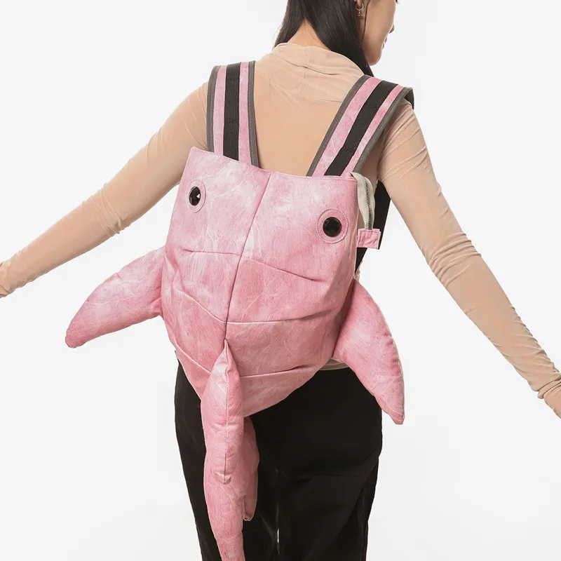 Yalu Canvas Backpack Unisex Light Gray/Dark Gray/Blue/Pink-26