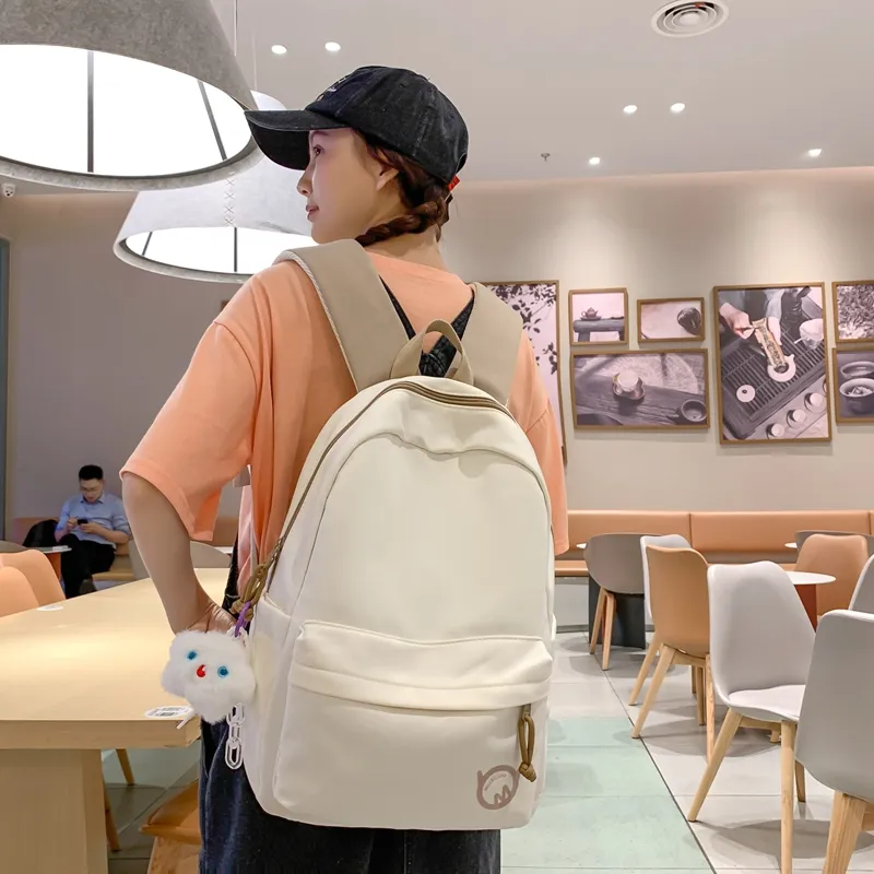 Yalu Nylon Backpack Regular Unisex White/Black/Yellow/Lake Blue-1