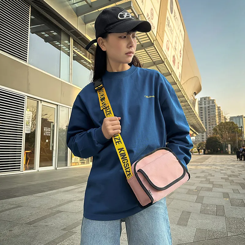 Yalu Nylon Shoulder Bag, Crossbody Bag Unisex Black/Pink/Ginger Yellow/Dark Blue-10