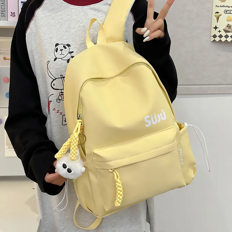 Yalu Nylon Backpack Unisex Black/Burgundy/Yellow/Light Blue/Pink-7