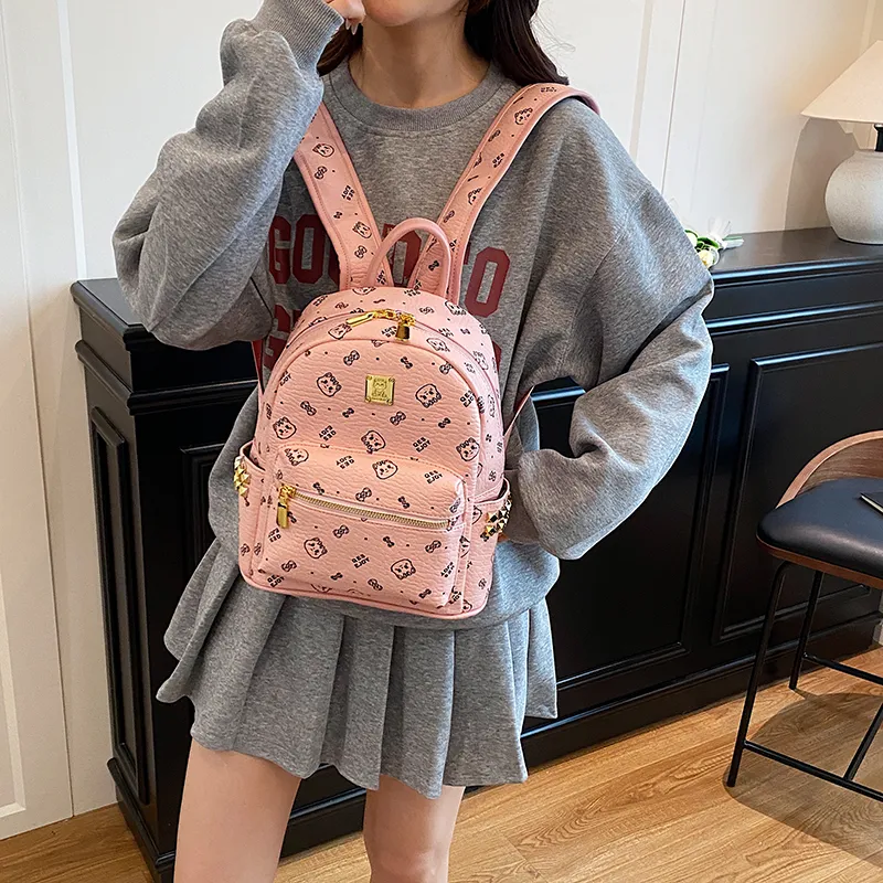 Yalu PU Backpack Tubas Women's Brown/White/Pink/Black-15