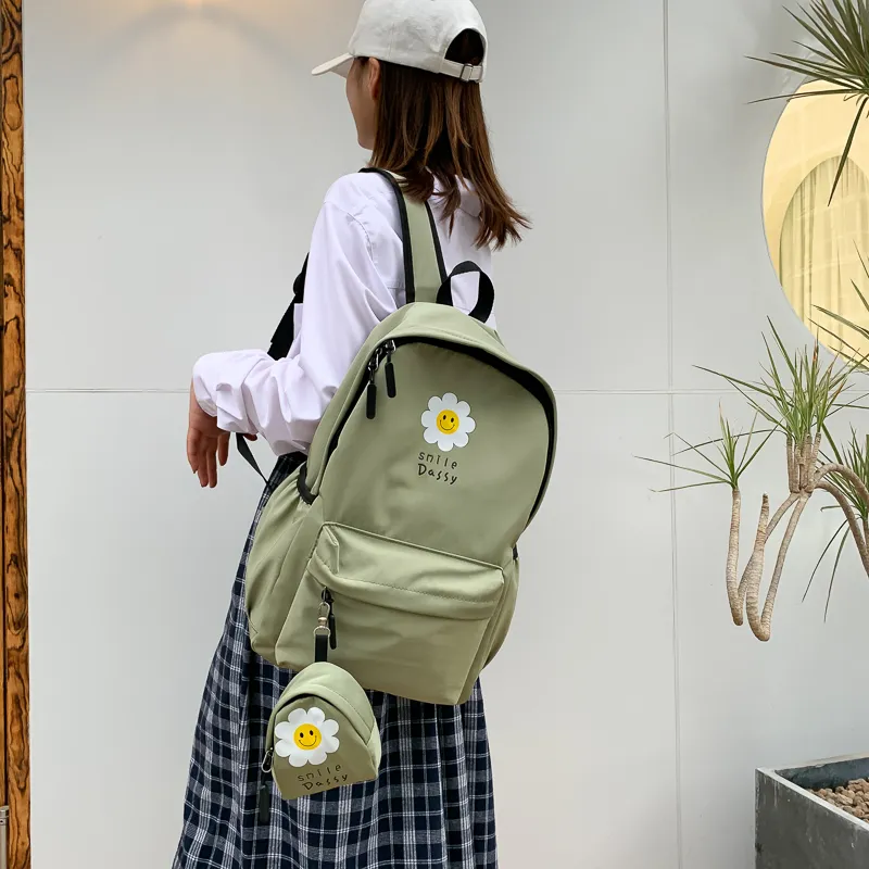 Yalu Canvas Backpack Unisex Black/Pink/Watermelon Red/Yellow/Green/Blue-24