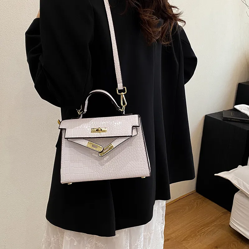 Yalu PU Kelly Bag, Shoulder Bag, Crossbody Bag, Handbag Women's White/Black/Khaki-4