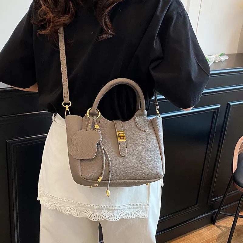 Yalu PU Shoulder Bag, Crossbody Bag, Handbag Unisex Ecru/Gray/Black/Pink-8
