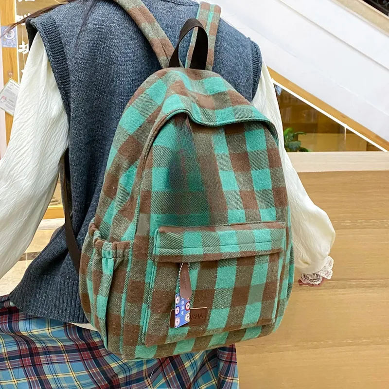 Yalu Nylon Backpack Unisex Black/Red/Blue/Green/Coffee-11