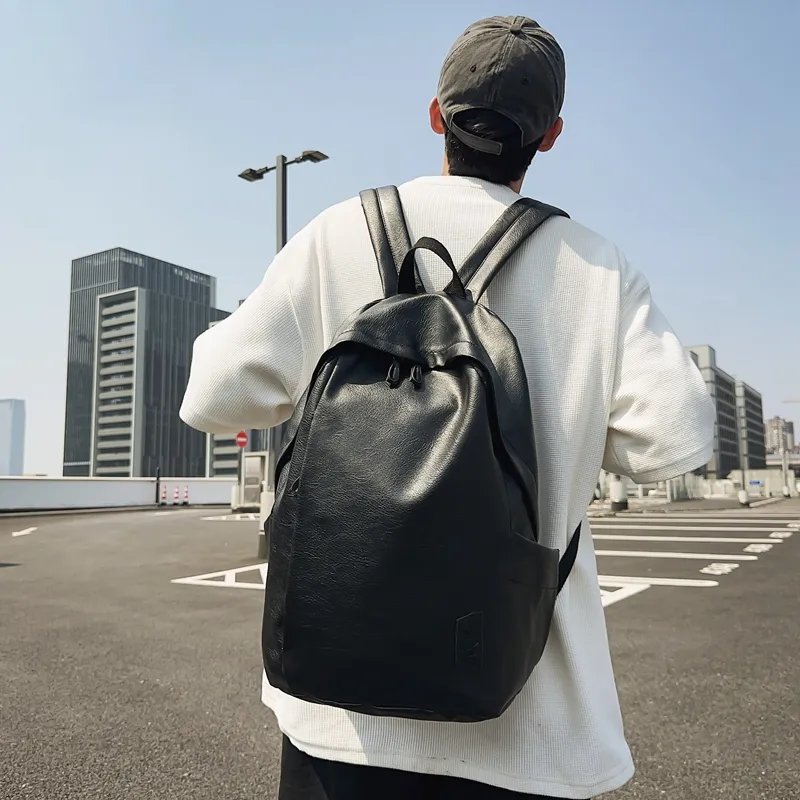 Yalu PU Backpack Unisex White/Gray/Black/Pink/Army Green/Blue-12