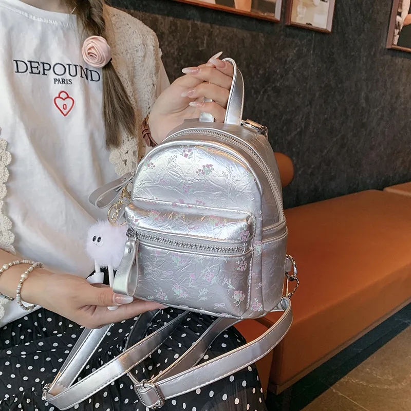 Yalu PU Backpack Unisex White/Silver/Black-8