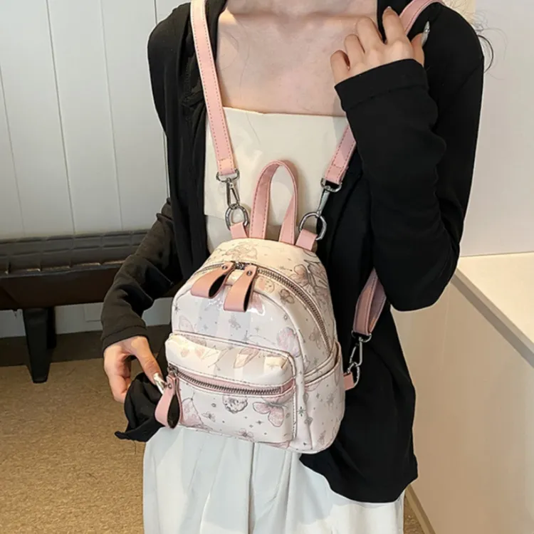 Yalu PU Backpack Unisex Silver/Gray/Pink-10